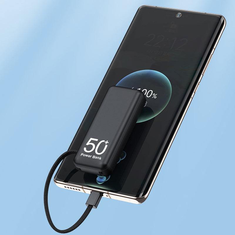 Portable Mini 5000mAh Power Bank Built-in Type-C Charging Cable Phone Charger External Battery Portable Mini 5000mAh Power Bank Built-in Type-C Charging Cable Phone Charger External Battery